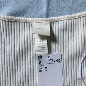 NWT White Ribbed Top from H&M Size M